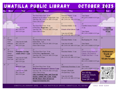 October 2026 Umatilla Public Library Calendar