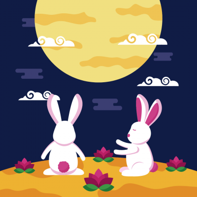 rabbits moon viewing
