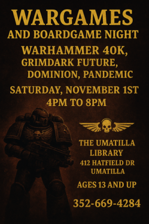 Wargames Saturday November 1, 2025 from 4 to 8 pm