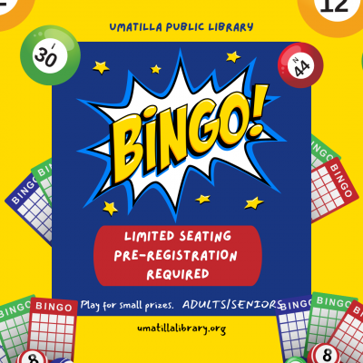 BINGO! Bingo! Limited Seating. Pre-Registration Required. Adults and Seniors.